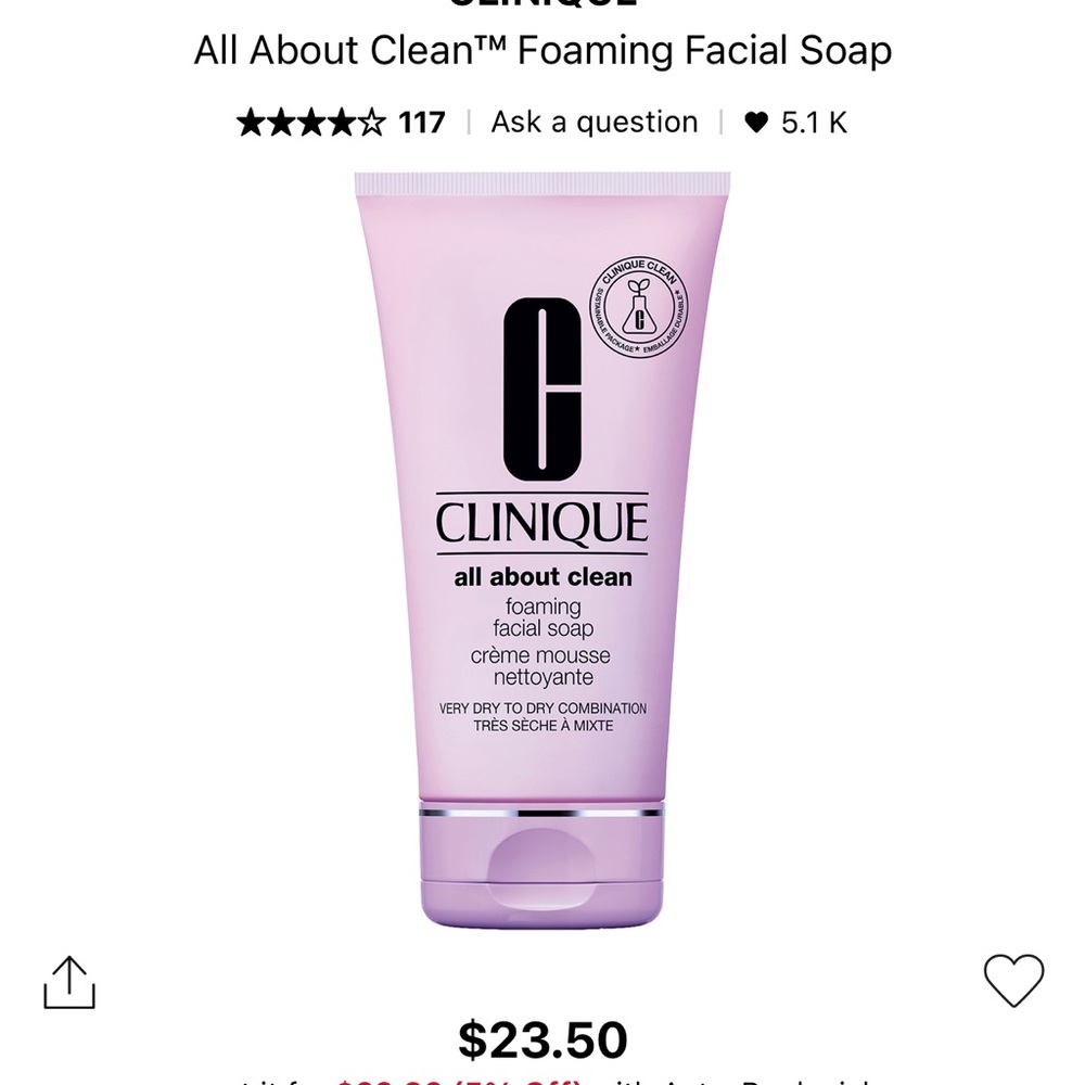 Clinique All About Clean rinse-off foaming cleanser for combination oily to skin